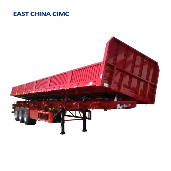 3 Axles 45tons Hydraulic Side Dump Truck Trailer for Bulk Cargo Transport