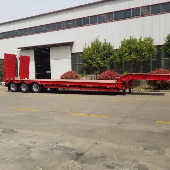 China Jt Factory Direct Sale 3 Axles 12 Wheels Low Bed Container Semi Trailer Truck Trailers Made of Steel with 12r22.5 Tyre 