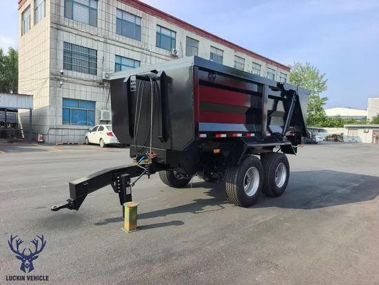 Drawbar 2 Axles Trailer Hydraulic Rear Dump Full Trailer Full Tipper Trailer for Mining Transportation 