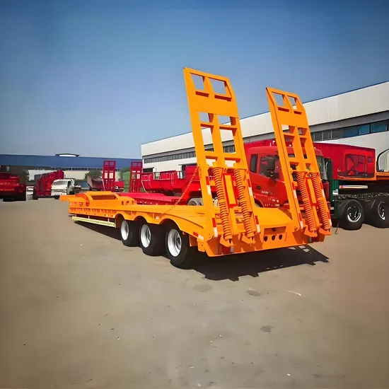 60 Tons 100 Ton Hydraulic Extendable 3 Axle Lowboy Loader Lowbed Low Bed Truck Semi Trailer 