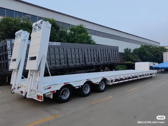 China Factory High Strenth Multi Axles 3 Axles Low Bed 60 80 100 Tons High Quality Lowboy Flatbed Lowbed Detachable Gooseneck Flat Truck Semi Trailer for Sale 