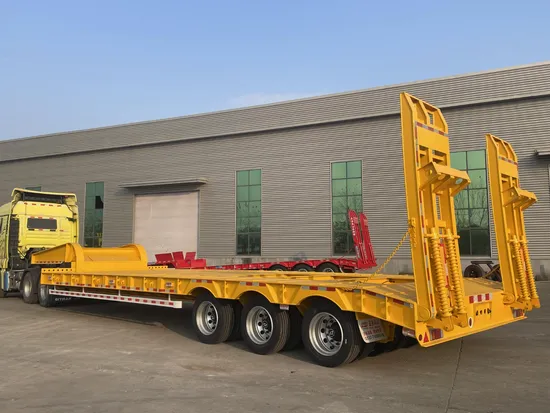 2/3axle Flatbed Truck Low Boy Bed Loader Drawbar Lowbed Semi Full Trailer3 Axle 13m Lowbed Low Bed Low Loader Trailer Semi Truck Trailer 