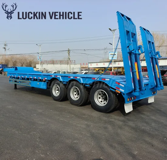 Best Selling 3 Axle 80t 100tons Stretchable Gooseneck Hydraulic Ramp Low Loader/Lowbed/ Lowboy Low Bed Truck Trailer 